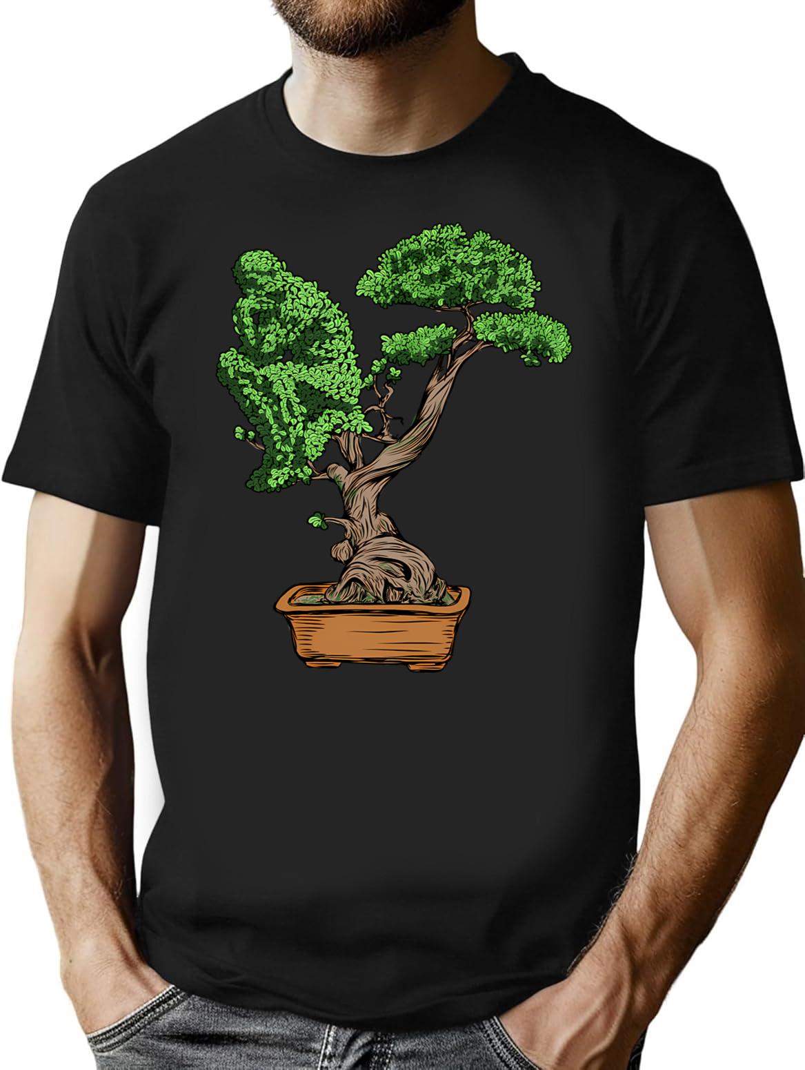 Bonsai Thinking T-Shirt - Retro Graphic Tee for Men & Women - Black