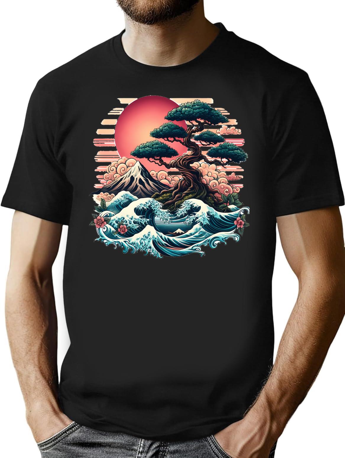 Bonsai T-Shirt - Retro Graphic Tee for Men & Women - Black