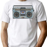 Boombox T-Shirt - Retro Graphic Tee for Men & Women - White