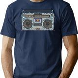 Boombox T-Shirt - Retro Graphic Tee for Men & Women - Navy