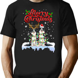 Border Collie Christmas Lights Funny Dog Matching Family T-Shirt - Black