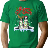 Border Collie Christmas Lights Funny Dog Matching Family T-Shirt - Green