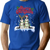 Border Collie Christmas Lights Funny Dog Matching Family T-Shirt - Blue