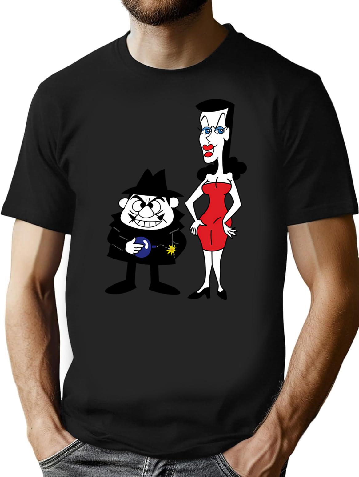 Boris And Natasha T-Shirt - Retro Graphic Tee for Men & Women - Black
