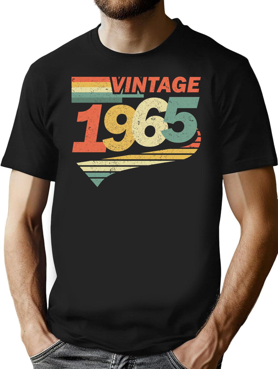 Born In 1965 57th Birthday Gift T-Shirt - Black