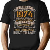 Born In February 1974 Vintage 47th Birthday Gifts Tshirt34 T-Shirt - Black