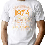 Born In February 1974 Vintage 47th Birthday Gifts Tshirt34 T-Shirt - White