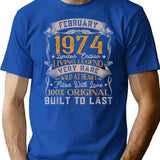 Born In February 1974 Vintage 47th Birthday Gifts Tshirt34 T-Shirt - Blue