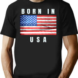 Born In Usa V2 T-Shirt - Retro Graphic Tee for Men & Women - Black