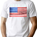 Born In Usa V2 T-Shirt - Retro Graphic Tee for Men & Women - White