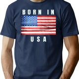 Born In Usa V2 T-Shirt - Retro Graphic Tee for Men & Women - Navy