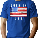 Born In Usa V2 T-Shirt - Retro Graphic Tee for Men & Women - Blue