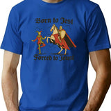 Born To Jest Forced To Joust Funny Meme Medieval Vintage Knights T-Shirt - Blue