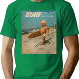 Born2surf T-Shirt - Retro Graphic Tee for Men & Women - Green