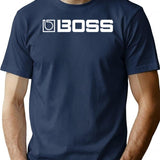 Bosss Guitar Pedals T-Shirt - Retro Graphic Tee for Men & Women - Navy