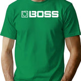 Bosss Guitar Pedals T-Shirt - Retro Graphic Tee for Men & Women - Green