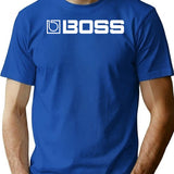 Bosss Guitar Pedals T-Shirt - Retro Graphic Tee for Men & Women - Blue