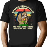 Botanist Hiking Team Botany Sloth T-Shirt - Retro Graphic Tee for Men & Women - Black