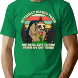 Botanist Hiking Team Botany Sloth T-Shirt - Retro Graphic Tee for Men & Women - Green