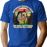 Botanist Hiking Team Botany Sloth T-Shirt - Retro Graphic Tee for Men & Women - Blue