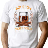 Bourbon And Cigars Quote Vintage Art T-Shirt - White