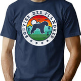 Bouvier Des Flandres Summer Vintage T-Shirt - Retro Graphic Casual Tee - Navy