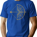 Bow And Arrow Compass Funny Creative T-Shirt - Blue