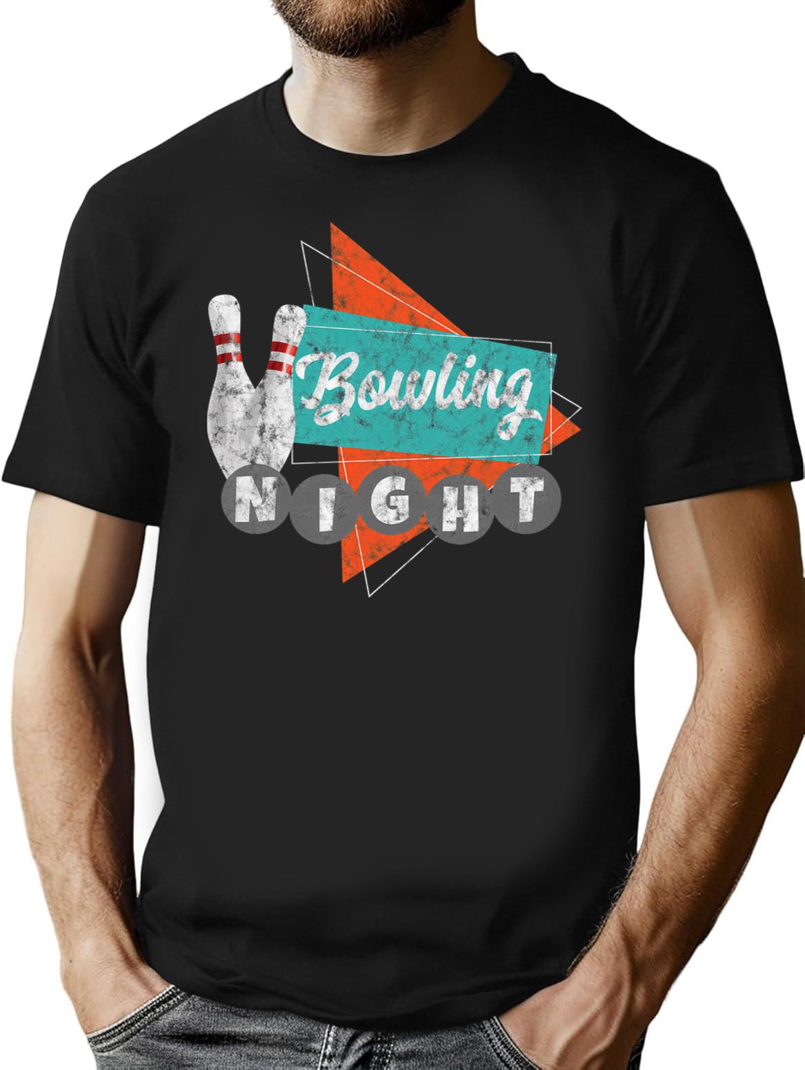 Bowling Night Bowlin Bowling Split Retro Bowling Bowling Birthday Bowling Design Vintage Bowling Bowling Design T-Shirt - Black