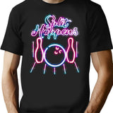 Bowling Shirts - Funny Retro Neon Vintage Style Split Happens T-Shirt - Black