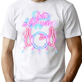 Bowling Shirts - Funny Retro Neon Vintage Style Split Happens T-Shirt - White