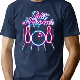 Bowling Shirts - Funny Retro Neon Vintage Style Split Happens T-Shirt - Navy