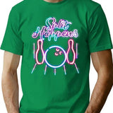 Bowling Shirts - Funny Retro Neon Vintage Style Split Happens T-Shirt - Green