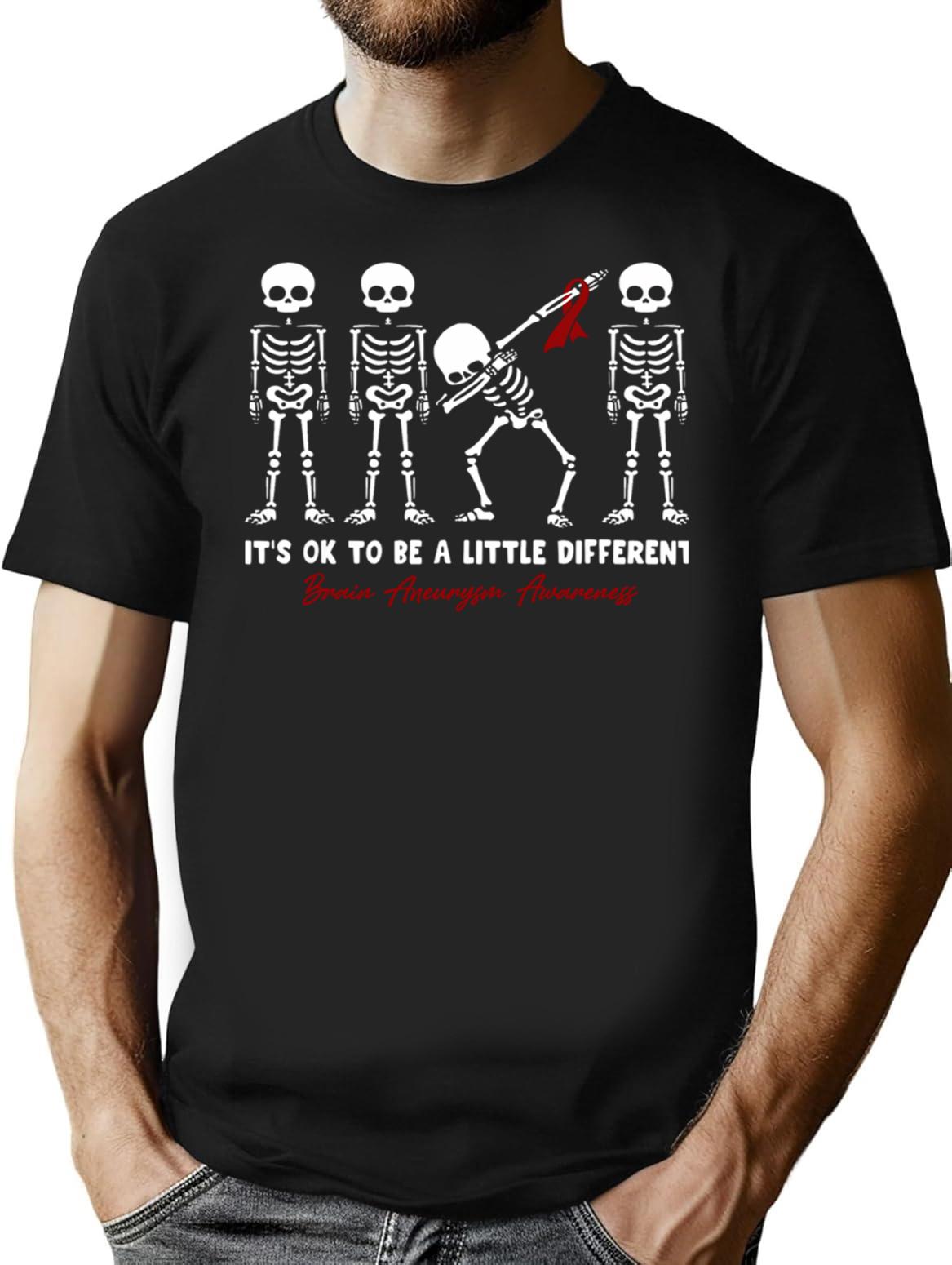 Brain Aneurysm Newshirtbrain Aneurysm Awareness It's Ok To Be A Little Different T-Shirt - Black