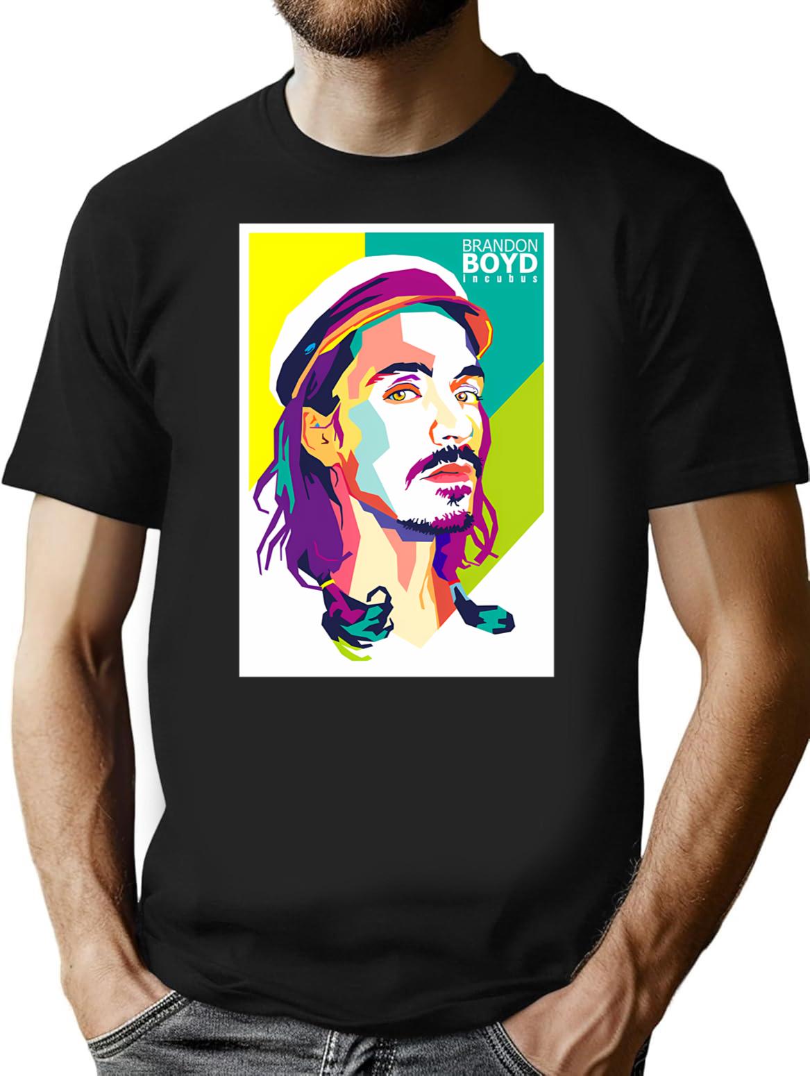 Brandon Boyd Of Incubus T-Shirt - Retro Graphic Tee for Men & Women - Black