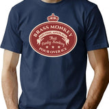 Brass Monkey Classic T Shirt - Retro Graphic Tee for Men & Women - Navy