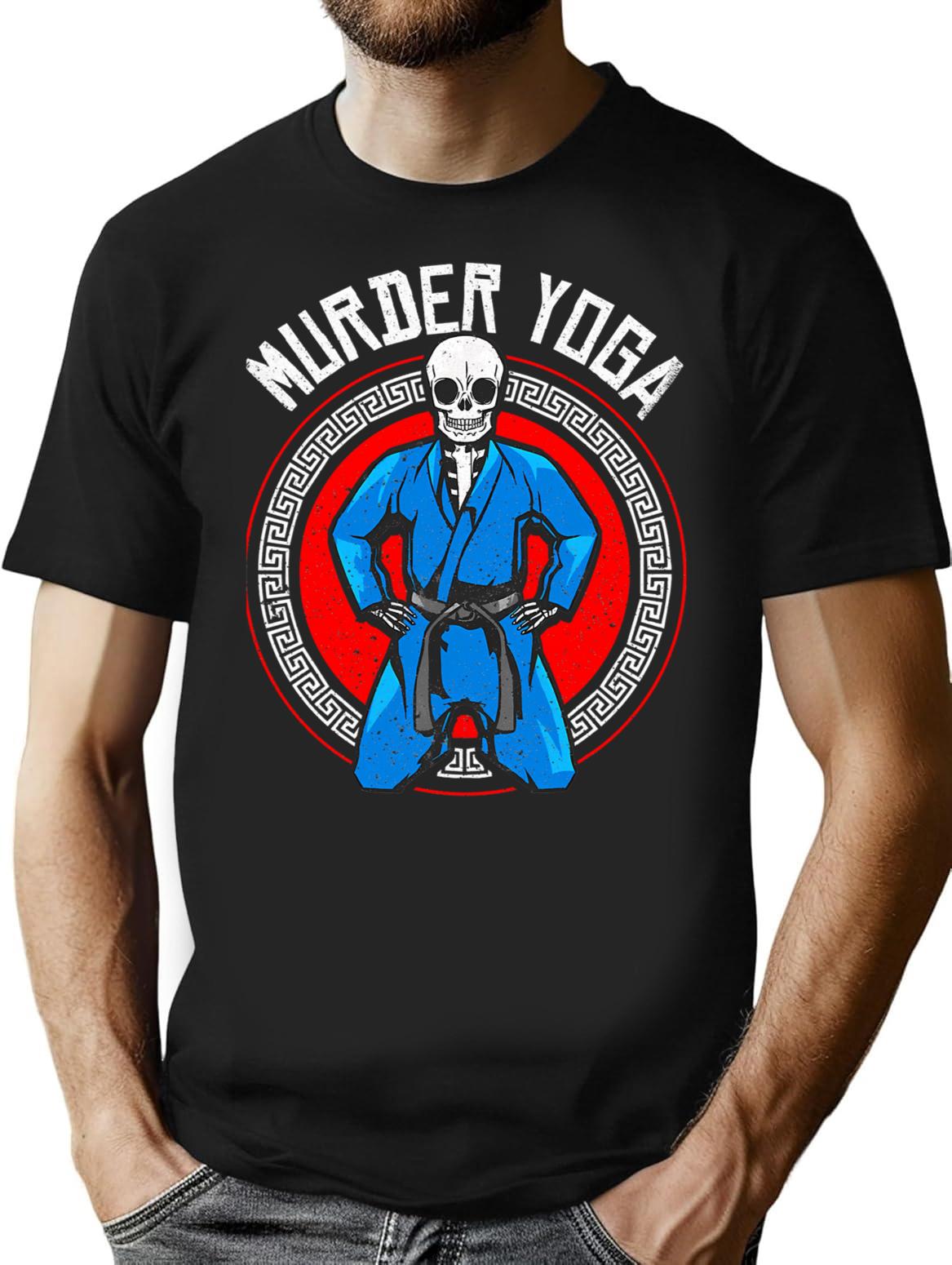 Brazilian Jiu Jitsu Bjj Skeleton Murder Yoga Jiu T-Shirt - Black
