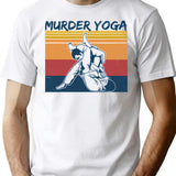 Brazilian Jiu Jitsu Funny Murder Yoga Vintage T-Shirt - White
