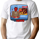 Breaking News T-Shirt - Retro Graphic Tee for Men & Women - White