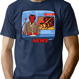 Breaking News T-Shirt - Retro Graphic Tee for Men & Women - Navy