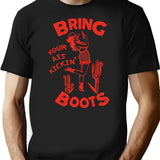 Bring Your Ass Kicking Boots Cool Retro Cowgirl With A Gun- A Great Gift Idea For Women T-Shirt - Black