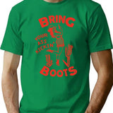 Bring Your Ass Kicking Boots Cool Retro Cowgirl With A Gun- A Great Gift Idea For Women T-Shirt - Green