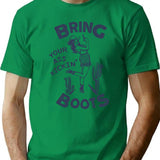 Bring Your Ass Kicking Boots Retro Western Cowgirl Pinup T-Shirt - Green