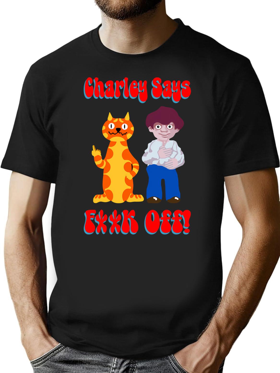 British Classic Charley Says 1970s Public Information Film V1e T-Shirt - Black