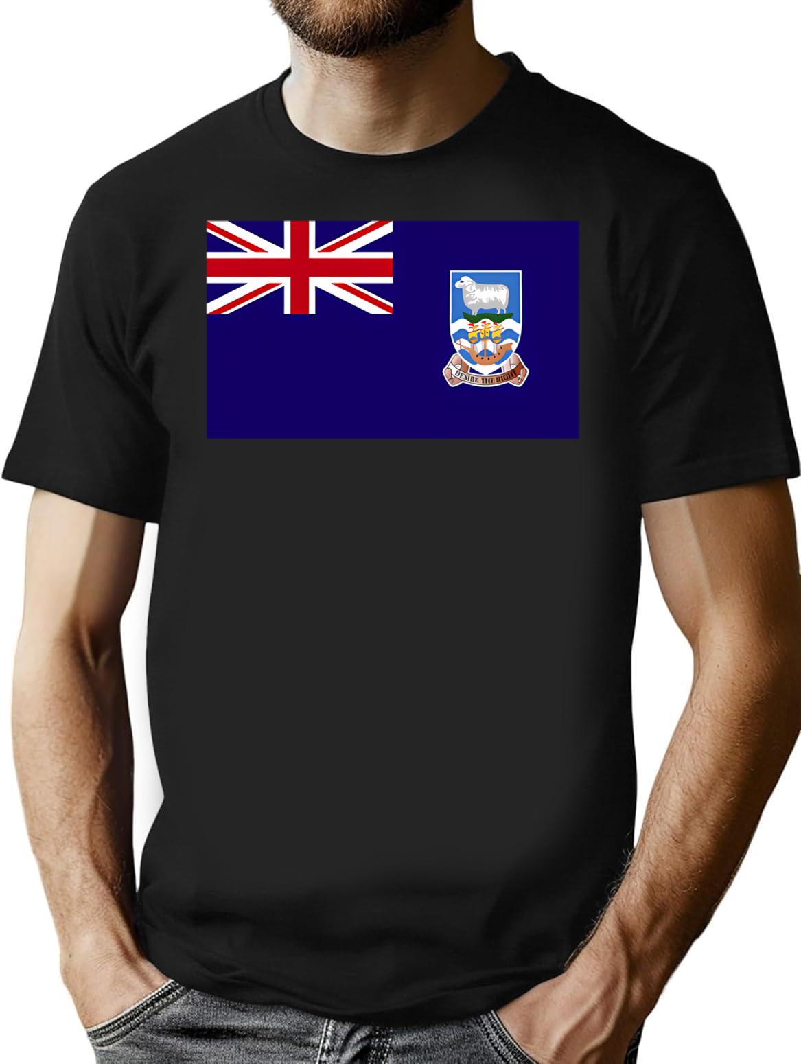 British Falkland Island National Celebration Flag T-Shirt - Black