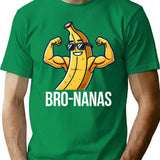 Bro-nanas Vintage Funny Banana Design T-Shirt - Retro Graphic Casual Tee - Green