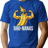 Bro-nanas Vintage Funny Banana Design T-Shirt - Retro Graphic Casual Tee - Blue
