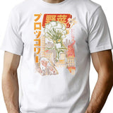 Broccozilla Black Version T-Shirt - Retro Graphic Tee for Men & Women - White