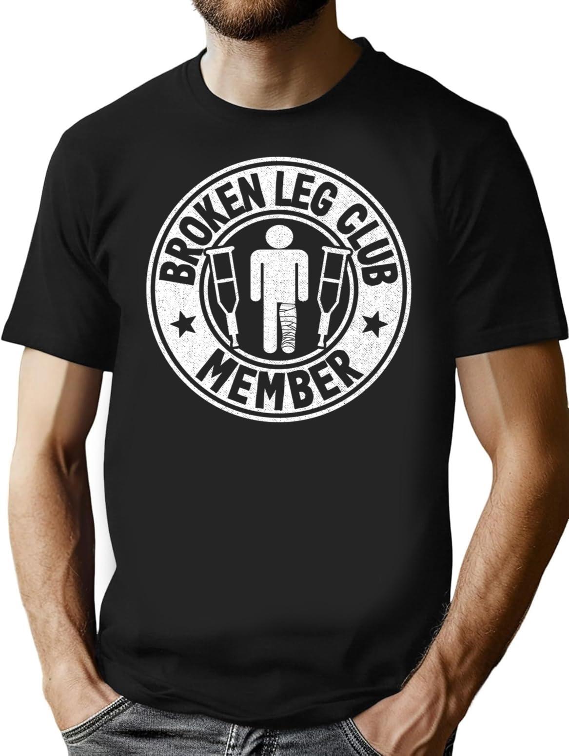 Broken Leg Club Member Logo Vintage Surgery Funny Get Well Soon T-Shirt - Black