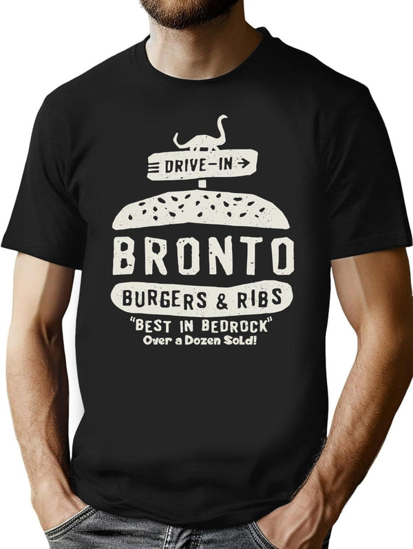 Bronto Burgers T-Shirt for Men & Women, T-Shirts Graphic Tee - Black
