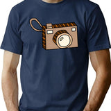 Brown Camera Illustration A Cute Retro Image For Photography Lovers. T-Shirt - Navy